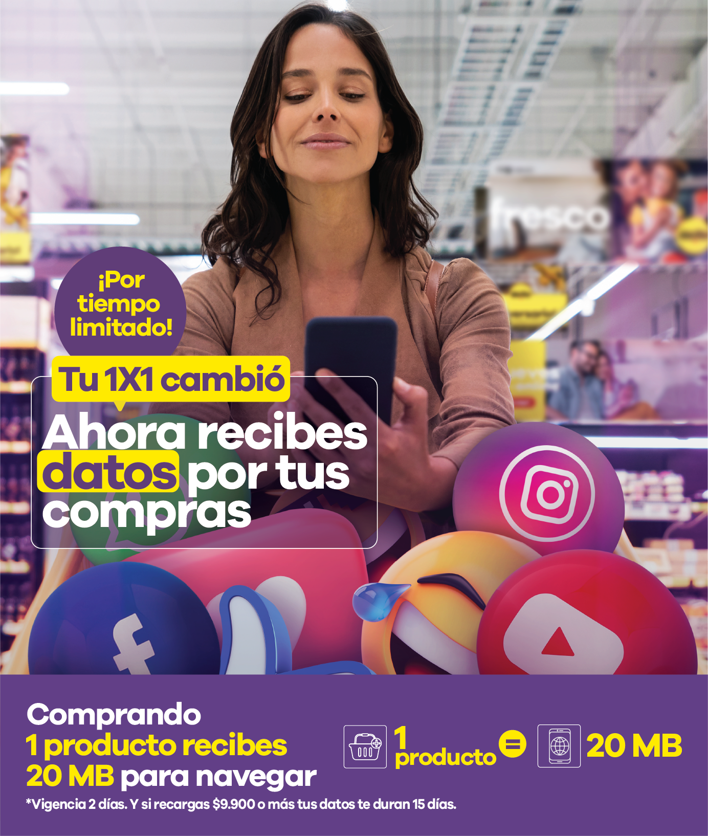 1X1 Cali: 1 producto = 20 MB