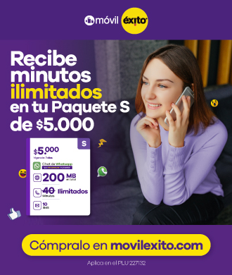 Recibe MINUTOS ILIMITADOS por la compra de tu paquete S de $5.000