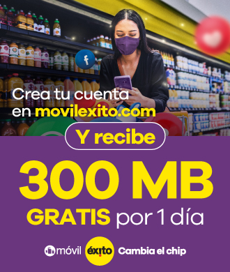 Crea tu cuenta en movilexito.com y recibe 300MB gratis por un dia 