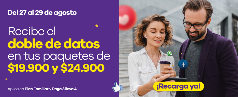 Recibe el doble de datos en tus paquetes de 19.900 y 24.900