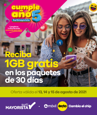 1GB gratis Agosto 13 al 15