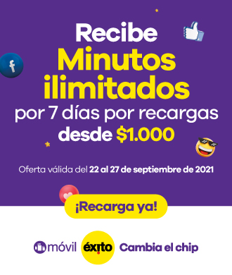 Recibe MINUTOS ILIMITADOS por 7 días por recargas desde $1.000