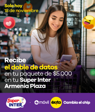 Recible el doble de datos en tu paquete de 5000 en tu super inter armenia plaza
