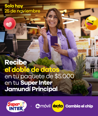 Recibe el doble de datos en tus paquetes de $5.000 en tu super inter jamundi principal