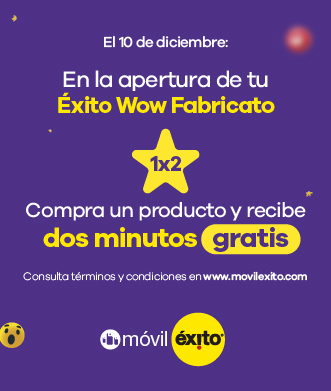 En la apertura de tu exito wow fabricato compra un producto y recibe 2 minutos gratis