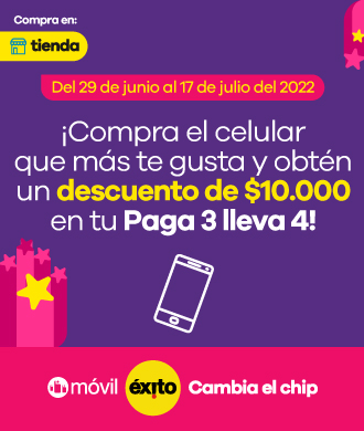 compra el celular que mas te gusta y obtén un descuento de 10000 en tu paga 3 lleva 4