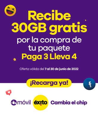 recibe 30gb gratis por la compra de tu paquete paga 3 y lleva 4