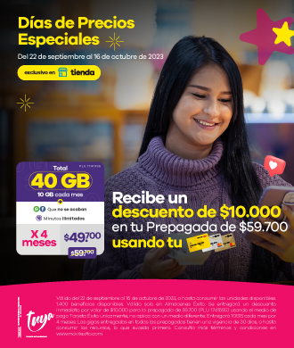 Oferta Tarjeta Éxito Prepagada - DDPE 2023